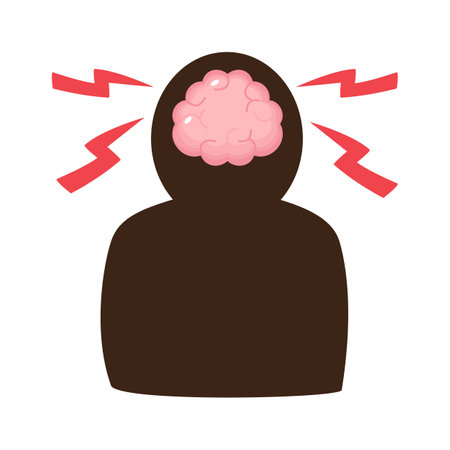 Stroke . Silhouette human shadow and brain . Meaning about brain disease . Flat design . Vector .のイラスト素材