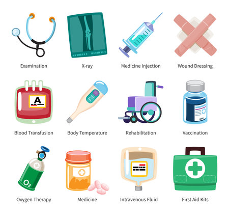 Set of medical equipments cartoon illustration . Vector .のイラスト素材