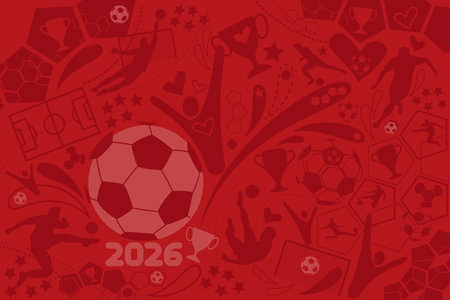 Soccer cup red background, football world championship 2026, vector illustrationのイラスト素材