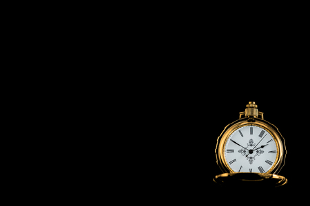 Photo and Golden pocket watch for wallpaper on black background