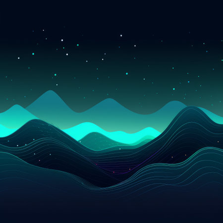 Abstract background with mountains and stars. Vector illustration for your design.の素材