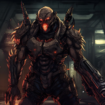 generate images in 32-bit art style with the theme of nemesis using text prompts., ai generatedの素材