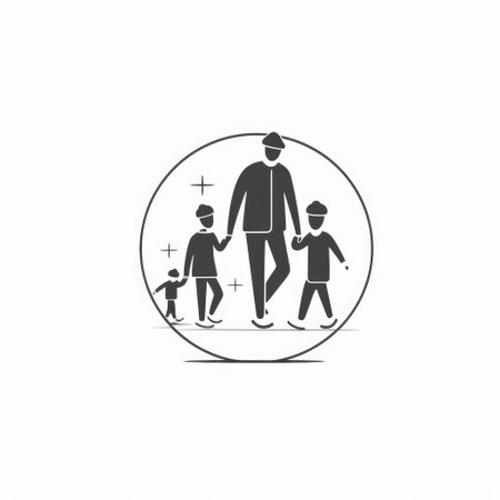 Family icon. Father with son and daughter. Vector Illustration.の素材