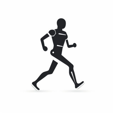 Running man icon isolated on white background. Marathon runner vector illustration.の素材