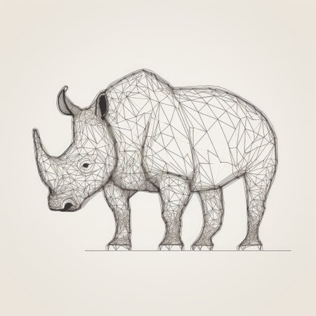 Low poly rhinoceros. Polygonal design. Vector illustrationの素材