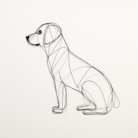 Illustration of a dog with a wire pattern on a white backgroundの素材