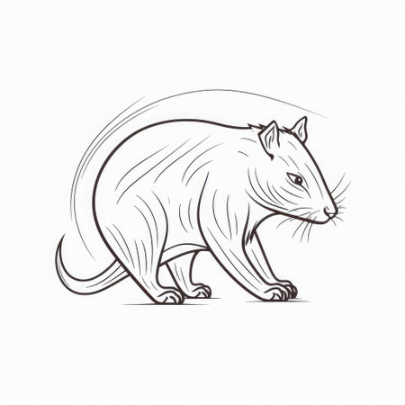 this is a simple drawing of a tasmanian devil done in a minimalist style with straight lines and curves. the structure is made of simple single-line strokes that create a charming impression of the tasmanian devil, while keeping it minimalistic and stylish., ai generatedの素材