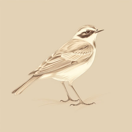 illustration of a white wagtail on a beige backgroundの素材