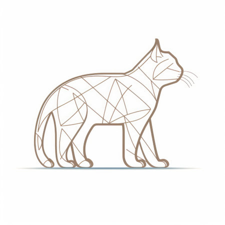 Polygonal cat on a white background, vector illustration, eps 10の素材