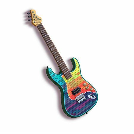 a beautifully crafted electric guitar with vibrant colors in 16-bit retro game style created by pixelplantmaster. the guitar has a simple yet detailed 2d illustration that perfectly captures the nostalgic aesthetic of classic indie game assets. the crisp pixel edges give it a clean, polished look.の素材