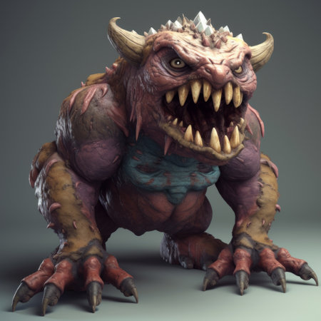 a 3d image of a frightening monster rendered using computer graphics software.の素材