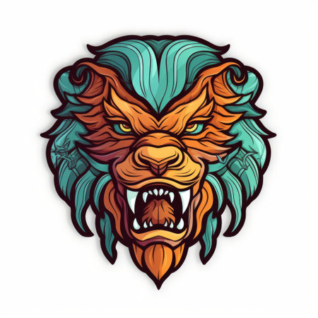 a clean and crisp vector line art of a manticore with flat colors and smooth gradients, finished with a black contour outline. the image features vivid colors, hdr and has a resolution of 16k with a transparent background.の素材