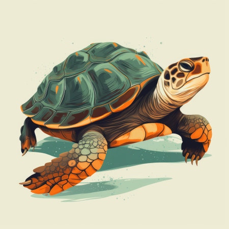 Turtle on a white background. Vector illustration in retro style.の素材