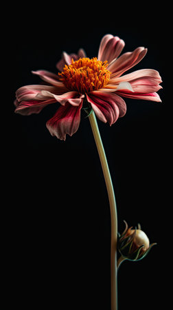 Dahlia flower isolated on a black background. Macro photography.の素材