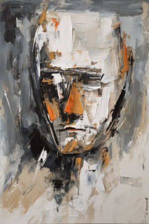 Abstract oil painting of a man's face. Hand-drawn illustration.の素材