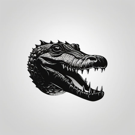 Crocodile head. Black and white vector illustration for your designの素材