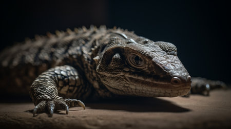 a surrealistic image of a tegu lizard in a mafia setting, captured on a 55mm lens and presented in 8k resolution.の素材
