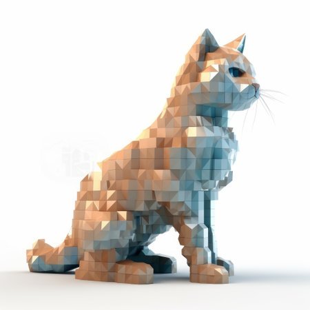 dog in low poly style isolated on white background. 3d illustrationの素材