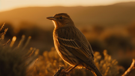 this stunning bird portrait was captured during golden hour, highlighting the intricate details and striking colors of the bird. shot on agfa vista, this photo emanates a soft, dream-like quality. aspiring to national geographic standards, this image seeks to bring a sense of awe and appreciation for the natural world., ai generatedの素材