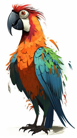 Colorful macaw parrot on white background. Vector illustration.の素材