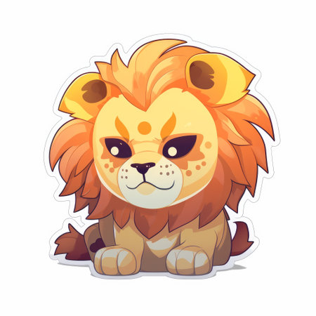 Cute cartoon lion. Vector illustration isolated on a white background.の素材