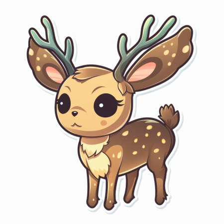 Cute little deer isolated on white background. Vector cartoon illustration.の素材