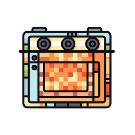 Kitchen oven flat color icon. Isolated vector object on white backgroundの素材