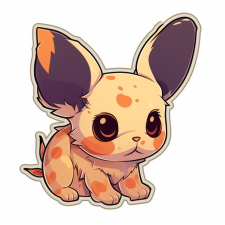 this text to image prompt features a sticker design with a flat border and clear edge, making it stand out on any background. the high resolution and high contrast make the design visually striking, while the flashy color palette adds an extra pop. the cel shading adds depth to the image, which is drawn in a cute, anime style. additionally, the design features a jerboa,の素材