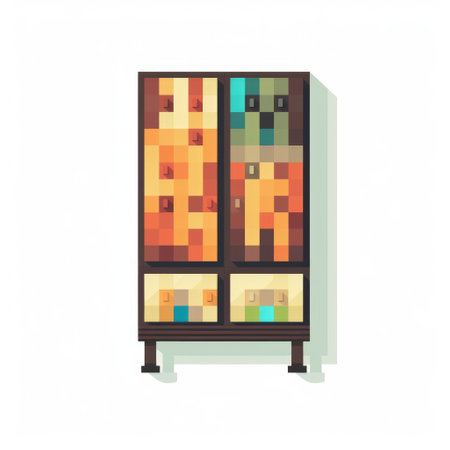 a pixel-art style illustration of a cabinet icon with a white background., ai generatedの素材