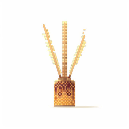 a pixel art representation of an incense stick icon stock illustration on a white background., ai generatedの素材
