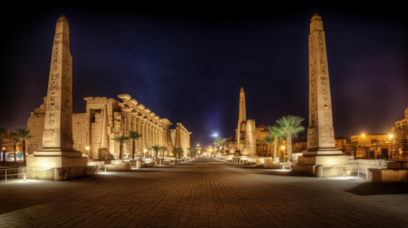 a high-definition wallpaper featuring the ancient city of luxor in egypt, known for its stunning temples and historical sites., ai generatedの素材