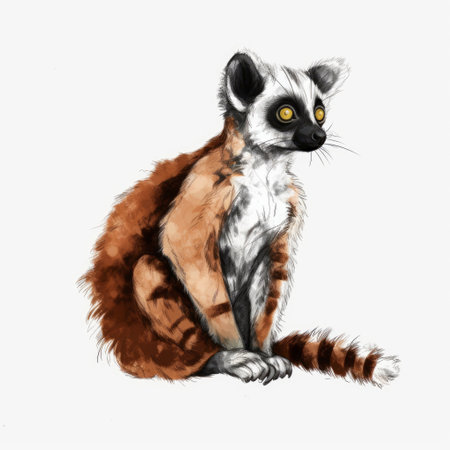 Cute lemur sitting on a white background. Vector illustration.の素材