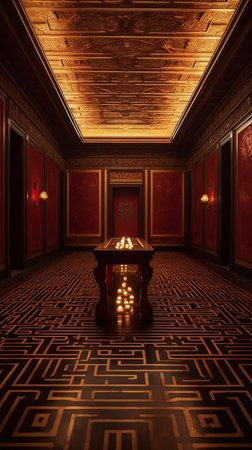 3d rendering of an old room with a wooden floor and a fireplaceの素材