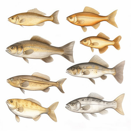 a hand-drawn illustration of a brown menhaden fish with fur against a white background, ai generatedの素材