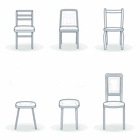 Set of chairs isolated on white background. Vector illustration in sketch style.の素材
