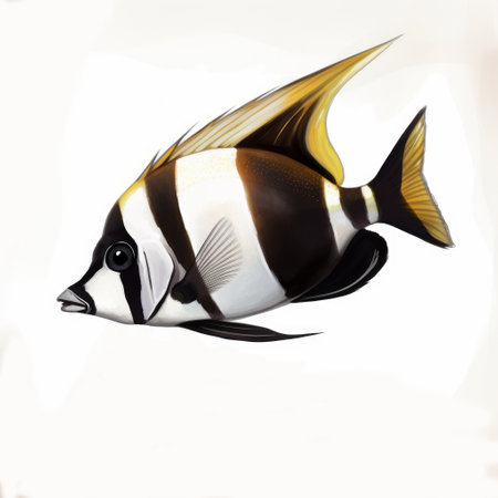 Tropical fish on a white background. 3d illustration.の素材
