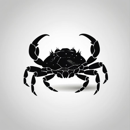 Crab black silhouette on a gray background. Vector illustration for your designの素材