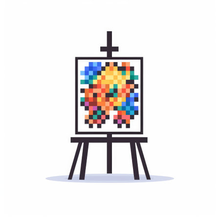 Easter egg on easel. Vector illustration in flat style.の素材