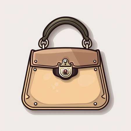 Vector illustration of a handbag in retro style on a light backgroundの素材