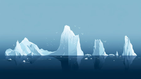 Icebergs in the ocean. Vector illustration of icebergs.の素材
