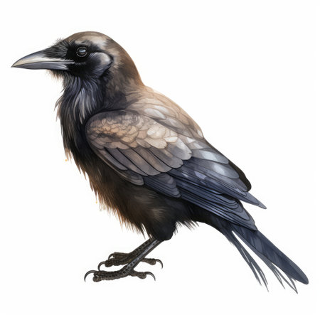 3D digital render of a corvus cornix isolated on white backgroundの素材