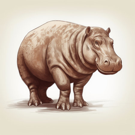 Hippopotamus. Vector illustration of a hippopotamus.の素材