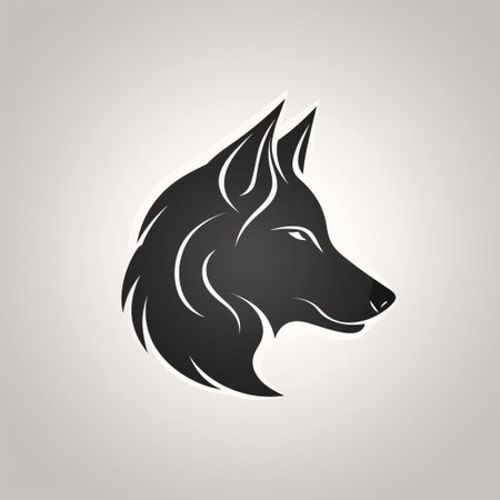 Wolf head icon. Vector illustration. Black and white wolf head silhouette.の素材