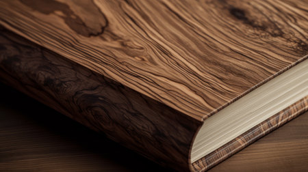 Close-up of a book on a wooden table. Selective focus.の素材