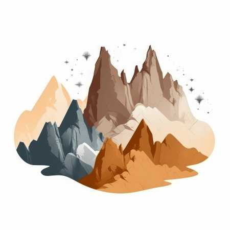 Mountains in the style of a watercolor. Vector illustration.の素材