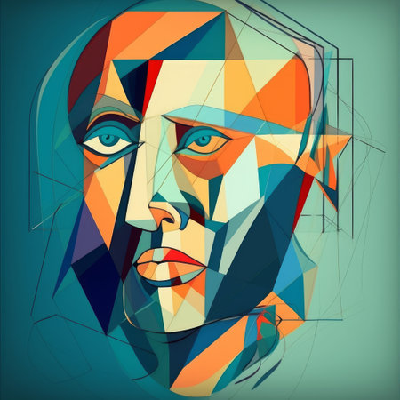 Abstract portrait of a beautiful woman. Polygonal style. Vector illustration.の素材