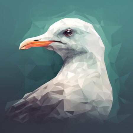 Vector illustration of a seagull in polygonal style.の素材