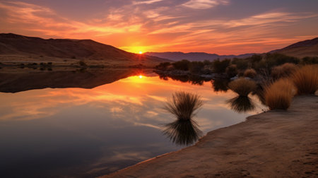 Sunset over Lake Mead National Recreation Area, Nevada, USA.の素材