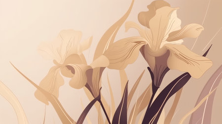 Elegant floral background with iris flowers. Vector illustration.の素材