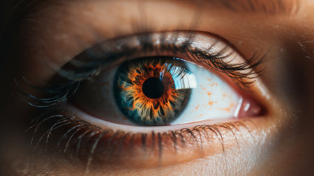 Close up view of beautiful female eye. Macro shot of human eye.の素材